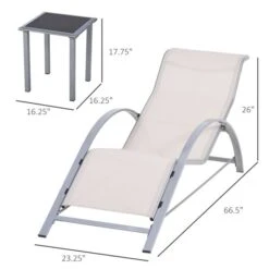 Chaise Longue Extérieure En Métal Avec Table Par Outsunny, 3 Pièces -Outsunny 330979386 AlternateImage2 l