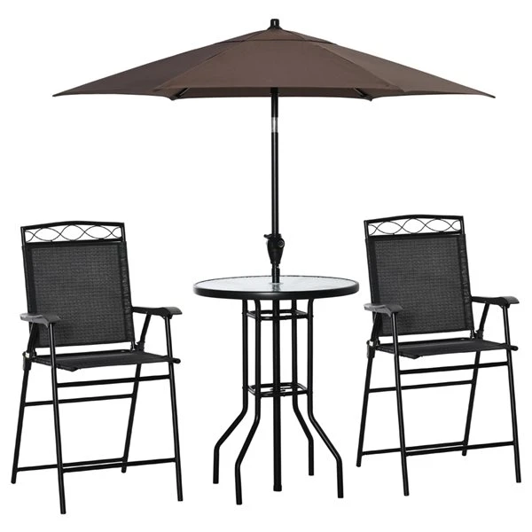 Ensemble De Patio Bar Noir 4 Pièces Avec Parasol Brun Par Outsunny 3 Ensemble De Patio Bar Noir 4 Pièces Avec Parasol Brun Par Outsunny