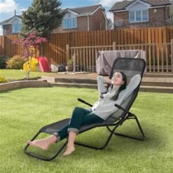 Chaise Outsunny à Posture Zéro-gravité En Métal Noir Avec Siège En Maille Noir -Outsunny 330979413 AlternateImage1 l