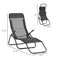 Chaise Outsunny à Posture Zéro-gravité En Métal Noir Avec Siège En Maille Noir -Outsunny 330979413 AlternateImage2 l