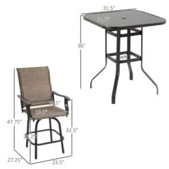 Ensemble De Mobilier Extérieur Brun 5 Pièces Par Outsunny, Avec Trou Pour Le Parasol -Outsunny 330979416 AlternateImage2 l