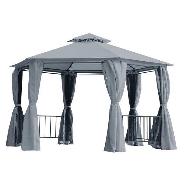 Abri De Jardin Permanent Outsunny En Métal Gris Hexagonal Avec Toit En Polyester De 12,8 Pi X 9,2 Pi 3 Abri De Jardin Permanent Outsunny En Métal Gris Hexagonal Avec Toit En Polyester De 12,8 Pi X 9,2 Pi