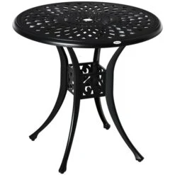 Table à Manger Pour L'extérieur Ronde Par Outsunny Avec Trou Pour Parasol De 30,75 po L. X 30,75 po L.