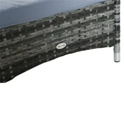 Chaise Longue Stationnaire Outsunny En Métal Et Rotin Gris Avec Coussin De Siège Bleu -Outsunny 330979423 AlternateImage3 l