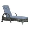 Chaise Longue Stationnaire Outsunny En Métal Et Rotin Gris Avec Coussin De Siège Bleu -Outsunny 330979423 MainImage 001 l