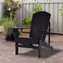 Chaise Adirondack Outsunny Stationnaire En Bois Noir Avec Siège à Lattes -Outsunny 330979430 AlternateImage1 l