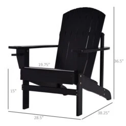 Chaise Adirondack Outsunny Stationnaire En Bois Noir Avec Siège à Lattes -Outsunny 330979430 AlternateImage2 l