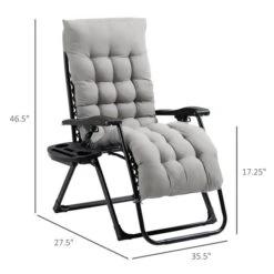 Chaise Stationnaire à Posture Zéro-gravité Outsunny En Métal Noir Avec Coussin De Siège Gris Pâle -Outsunny 330979435 AlternateImage2 l