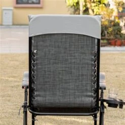 Chaise Stationnaire à Posture Zéro-gravité Outsunny En Métal Noir Avec Coussin De Siège Gris Pâle -Outsunny 330979435 AlternateImage3 l
