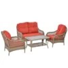 Ensemble De Mobilier Extérieur En Plastique Avec Coussin Rouge Par Outsunny, 4 Pièces 1 Ensemble De Mobilier Extérieur En Plastique Avec Coussin Rouge Par Outsunny, 4 Pièces -Outsunny 330979442 MainImage 001 l
