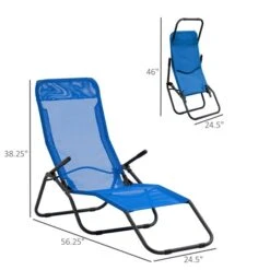 Chaise Outsunny à Posture Zéro-gravité En Métal Noir Avec Siège En Maille Bleu -Outsunny 330979447 AlternateImage2 l
