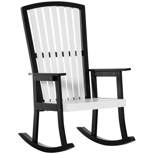 Chaise Berçante Outsunny En Bois Noir Avec Siège à Lattes Blanches 3 Chaise Berçante Outsunny En Bois Noir Avec Siège à Lattes Blanches