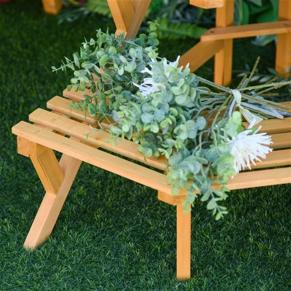 Support Pour Plantes En Demi-lune En Bois Brun Par Outsunny à 3 Niveaux De 24 po 6 Support Pour Plantes En Demi-lune En Bois Brun Par Outsunny à 3 Niveaux De 24 po – Image 4