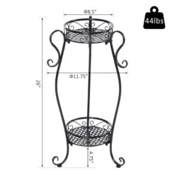 Support Pour Plantes Rond En Acier Noir Par Outsunny à 2 Tablettes De 26 po 8 Support Pour Plantes Rond En Acier Noir Par Outsunny à 2 Tablettes De 26 po -Outsunny 330979473 AlternateImage2 l