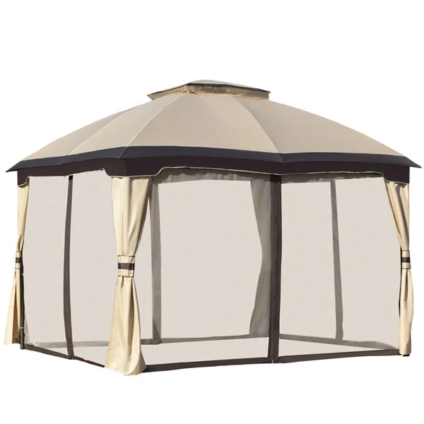 Abri De Jardin Permanent Outsunny En Métal Beige Rectangulaire Avec Toit En Polyester De 12 Pi X 9,8 Pi 3 Abri De Jardin Permanent Outsunny En Métal Beige Rectangulaire Avec Toit En Polyester De 12 Pi X 9,8 Pi