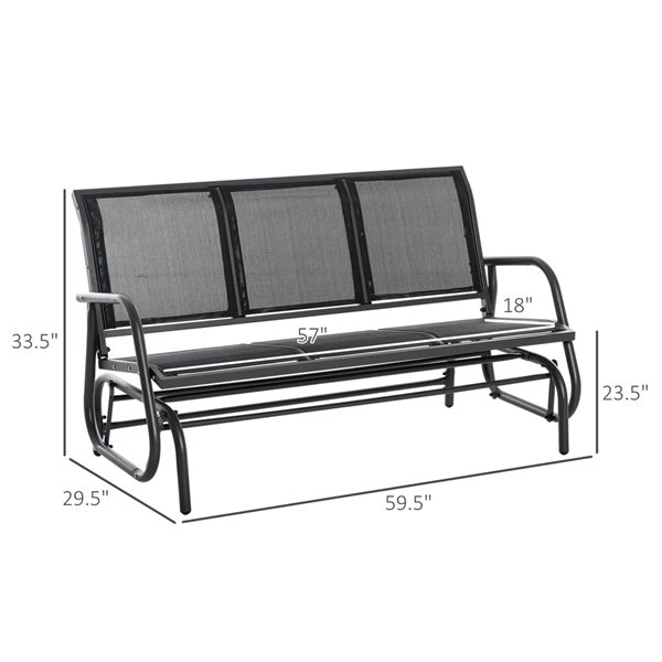 Banc Coulissant Pour L'extérieur Par Outsunny En Acier Noir Pour 3 Personnes 5 Banc Coulissant Pour L'extérieur Par Outsunny En Acier Noir Pour 3 Personnes – Image 3