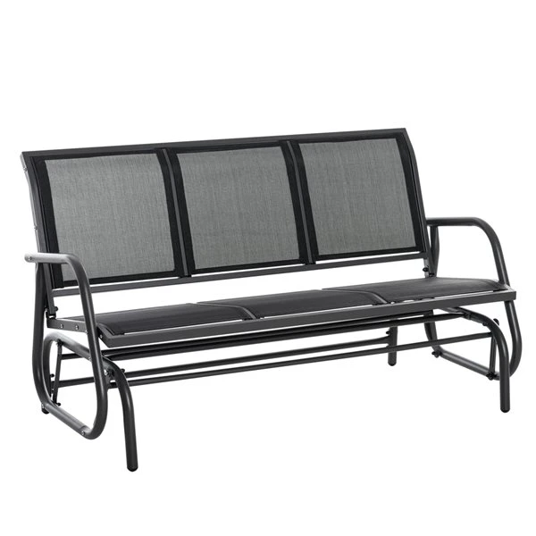 Banc Coulissant Pour L'extérieur Par Outsunny En Acier Noir Pour 3 Personnes 3 Banc Coulissant Pour L'extérieur Par Outsunny En Acier Noir Pour 3 Personnes