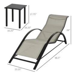 Chaise Longue Extérieure En Métal Par Outsunny Avec Table, 3 Pièces -Outsunny 330979498 AlternateImage2 l