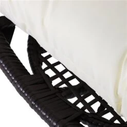 Chaise Stationnaire Outsunny En Métal Et Rotin Brun Café Avec Coussin De Siège Blanc -Outsunny 330979499 AlternateImage3 l