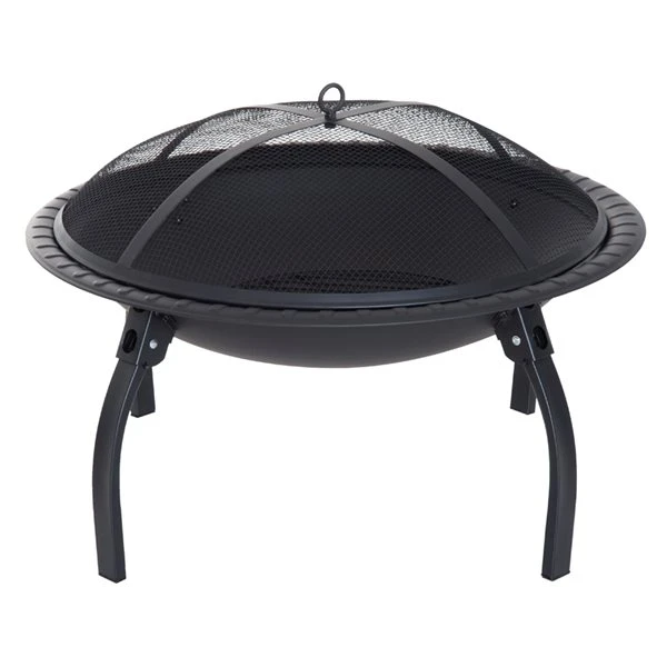 Foyer Extérieur Au Bois De 28 po Par Outsunny En Acier Noir 6 Foyer Extérieur Au Bois De 28 po Par Outsunny En Acier Noir – Image 4