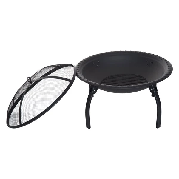 Foyer Extérieur Au Bois De 28 po Par Outsunny En Acier Noir 7 Foyer Extérieur Au Bois De 28 po Par Outsunny En Acier Noir – Image 5