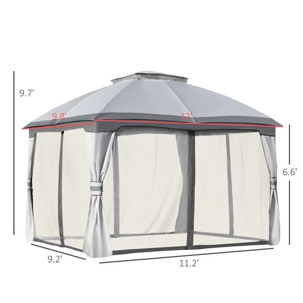 Abri De Jardin Permanent Outsunny En Métal Gris Rectangulaire Avec Toit En Polyester De 12 Pi X 9,8 Pi 5 Abri De Jardin Permanent Outsunny En Métal Gris Rectangulaire Avec Toit En Polyester De 12 Pi X 9,8 Pi – Image 3