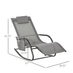 Chaise Berçante Inclinable Outsunny En Métal Noir Avec Siège En Maille Gris -Outsunny 330979505 AlternateImage2 l