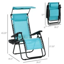 Chaises Stationnaires Outsunny à Posture Zéro-gravité En Métal Noir Avec Siège En Maille Bleu Ciel, Ensemble De 2 -Outsunny 330979507 AlternateImage2 l