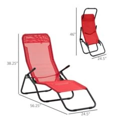 Chaise Outsunny à Posture Zéro-gravité En Métal Noir Avec Siège En Maille Rouge -Outsunny 330979511 AlternateImage2 l