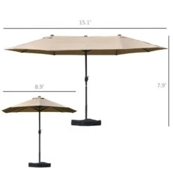 Parasol Double Beige De 15 Pi Par Outsunny Avec Manivelle Et Base Intégrées -Outsunny 330979542 AlternateImage2 l