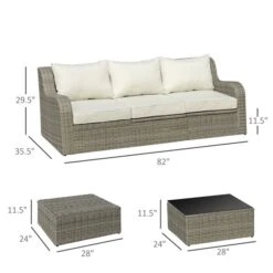 Sofa Pour L'extérieur En Rotin Par Outsunny Avec Coussins Beiges Et Cadre En Osier 8 Sofa Pour L'extérieur En Rotin Par Outsunny Avec Coussins Beiges Et Cadre En Osier -Outsunny 330979545 AlternateImage1 l