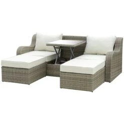 Sofa Pour L'extérieur En Rotin Par Outsunny Avec Coussins Beiges Et Cadre En Osier 10 Sofa Pour L'extérieur En Rotin Par Outsunny Avec Coussins Beiges Et Cadre En Osier -Outsunny 330979545 AlternateImage3 l