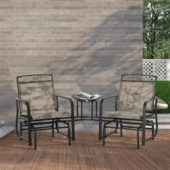 Berceuse Extérieure En Métal Et Table Basse Par Outsunny, 3 Pièces -Outsunny 330979554 AlternateImage3 l