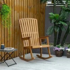 Chaise Berçante Outsunny En Bois Naturel Avec Siège à Lattes -Outsunny 330979562 AlternateImage1 l