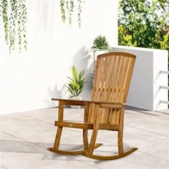 Chaise Berçante Outsunny En Bois Naturel Avec Siège à Lattes -Outsunny 330979562 AlternateImage3 l