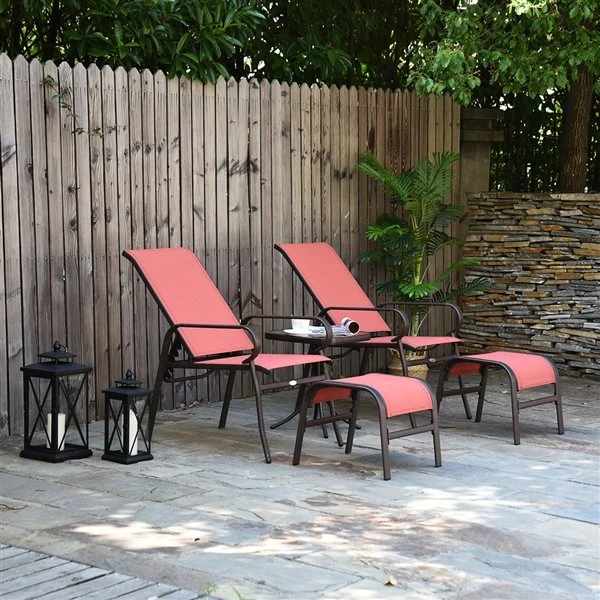 Ensemble De Mobilier Extérieur Rouge En Métal Par Outsunny, 5 Pièces 4 Ensemble De Mobilier Extérieur Rouge En Métal Par Outsunny, 5 Pièces – Image 2