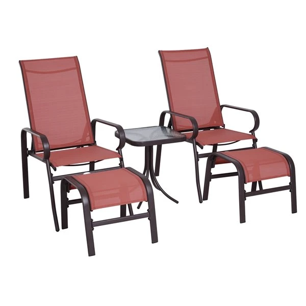 Ensemble De Mobilier Extérieur Rouge En Métal Par Outsunny, 5 Pièces 3 Ensemble De Mobilier Extérieur Rouge En Métal Par Outsunny, 5 Pièces