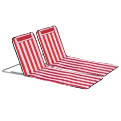 Chaises De Plage Pliables Outsunny Rouge Et Blanc, Ensemble De 2