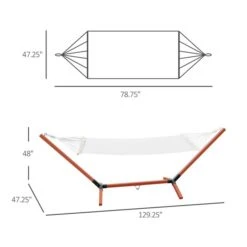 Hamac En Tissu Blanc Par Outsunny De 130 Po X 47 Po Avec Support En Bois -Outsunny 330989413 AlternateImage2 l