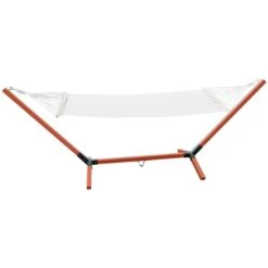 Hamac En Tissu Blanc Par Outsunny De 130 Po X 47 Po Avec Support En Bois
