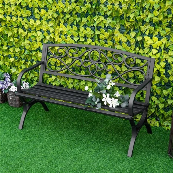 Banc De Jardin Noir Par Outsunny De 50,5 Po X 33,5 Po 4 Banc De Jardin Noir Par Outsunny De 50,5 Po X 33,5 Po – Image 2
