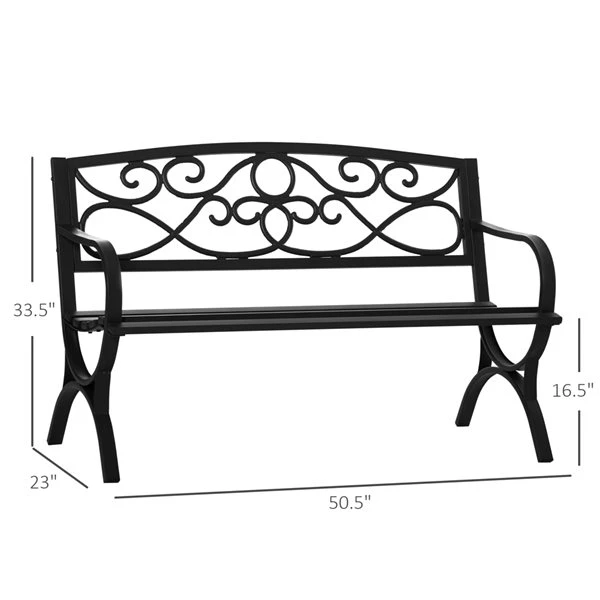 Banc De Jardin Noir Par Outsunny De 50,5 Po X 33,5 Po 5 Banc De Jardin Noir Par Outsunny De 50,5 Po X 33,5 Po – Image 3