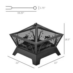 Foyer Extérieur Au Bois En Acier Noir Par Outsunny De 22 Po 9 Foyer Extérieur Au Bois En Acier Noir Par Outsunny De 22 Po -Outsunny 330989424 AlternateImage2 l