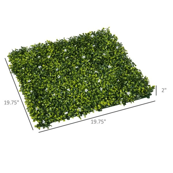 Panneaux De Buis Artificiels Verts De 20 Po X 20 Po Par Outsunny, 12 Pièces 5 Panneaux De Buis Artificiels Verts De 20 Po X 20 Po Par Outsunny, 12 Pièces – Image 3