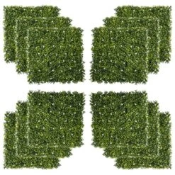 Panneaux De Buis Artificiels Verts De 20 Po X 20 Po Par Outsunny, 12 Pièces