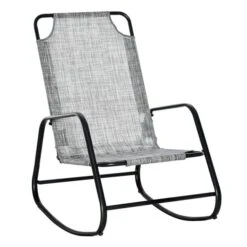 Chaise Berçante En Métal Par Outsunny Avec Siège Gris