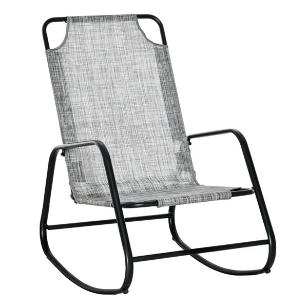 Chaise Berçante En Métal Par Outsunny Avec Siège Gris 3 Chaise Berçante En Métal Par Outsunny Avec Siège Gris