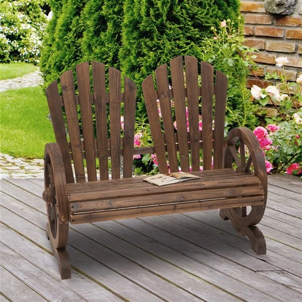 Banc De Jardin De Couleur Carbonisée Par Outsunny De 42,5 Po X 37,5 Po 4 Banc De Jardin De Couleur Carbonisée Par Outsunny De 42,5 Po X 37,5 Po – Image 2