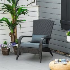 Chaise Adirondack Stationnaire Par Outsunny En Métal Et En Rotin Avec Coussin Gris 10 Chaise Adirondack Stationnaire Par Outsunny En Métal Et En Rotin Avec Coussin Gris -Outsunny 330989440 AlternateImage3 l