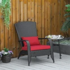 Chaise Adirondack Stationnaire Par Outsunny En Métal Et En Rotin Avec Coussin Rouge 9 Chaise Adirondack Stationnaire Par Outsunny En Métal Et En Rotin Avec Coussin Rouge -Outsunny 330989454 AlternateImage2 l